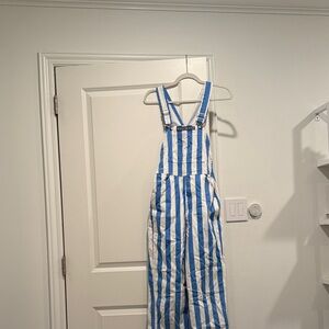 Blue & White Stripe Overalls